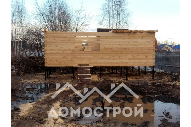 Строим дом из бруса на винтовых сваях размером 6х8 по Московскому тракту.